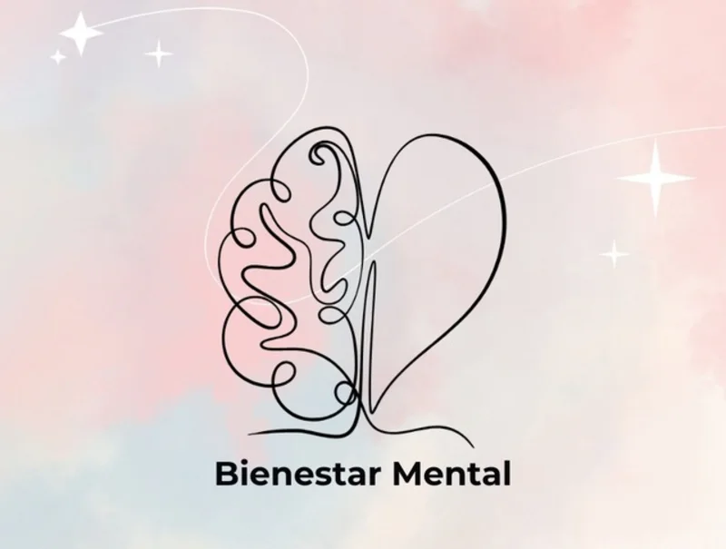 Logotipo de Bienestar Mental: un cerebro y un corazón trazados de una sola línea.